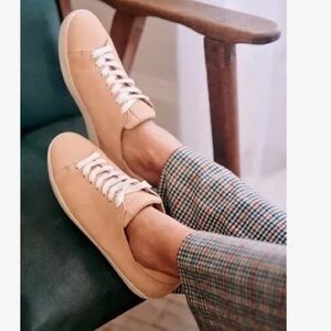Sezane Leather Jack Sneakers Size 10 Peach Pink Natural